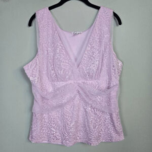 Venus Womens Lace Babydoll Tank Top Size XL Purple Delicate Soft Girl Coquette